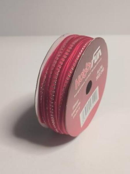 Samtband mit Deko  8 mm / 25 m  rot   ldm