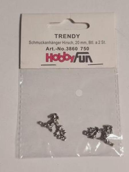 TRENDY Schmuckanhänger Hirsch, 20 mm, Btl. à 2 St.