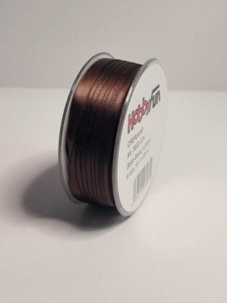 Satin-Band, schoko, 6 mm, Rol. à 25 m   ldm