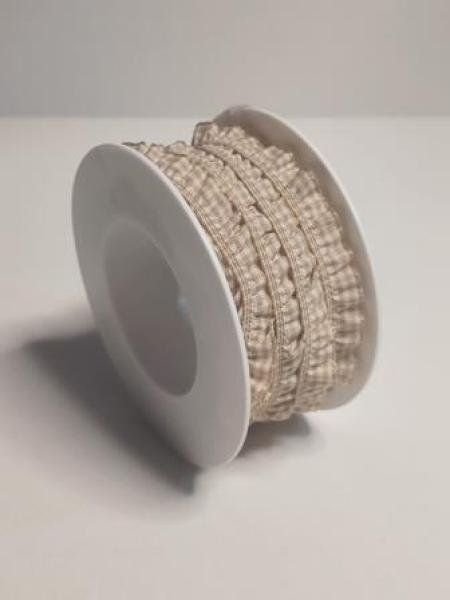 Karo-Rüschenband 10 mm, Rol. à 10 m, beige   ldm