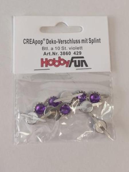 CREApop® Deko-Verschluss mit Splint, Btl. à 10 St. Violett