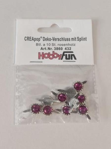 CREApop® Deko-Verschluss mit Splint, Btl. à 10 St. Rosenholz