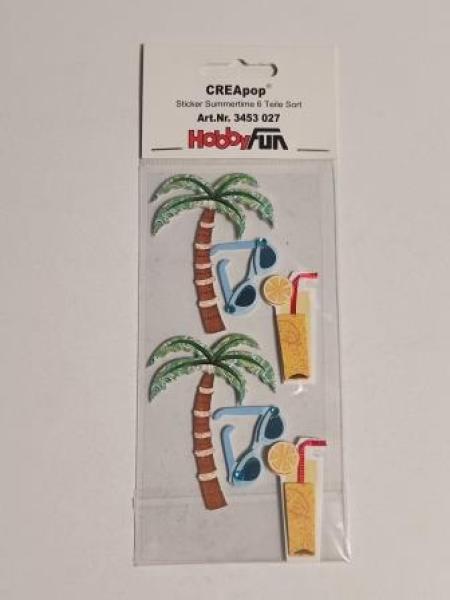 CREApop® Sticker Summertime, 6 Teile sort.