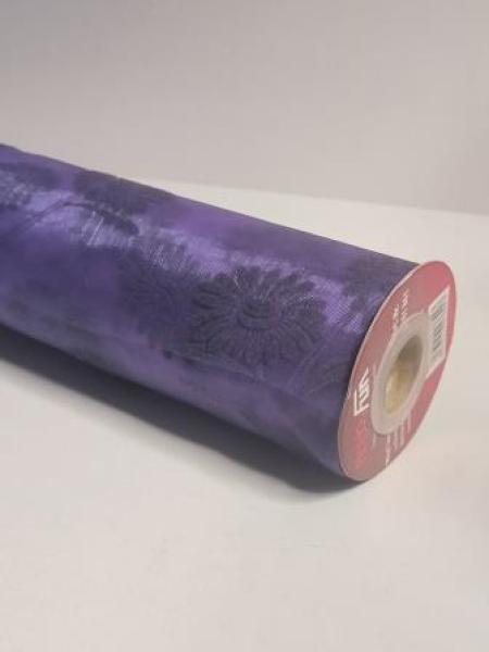 CREApop® Dekostoff 29 cm x 15 m, Blümchen, beflockt, lavendel  ldm