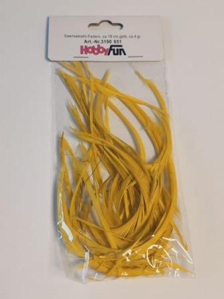 Gänsekiel-Federn ca. 18 cm, gelb, ca. 4 gr.