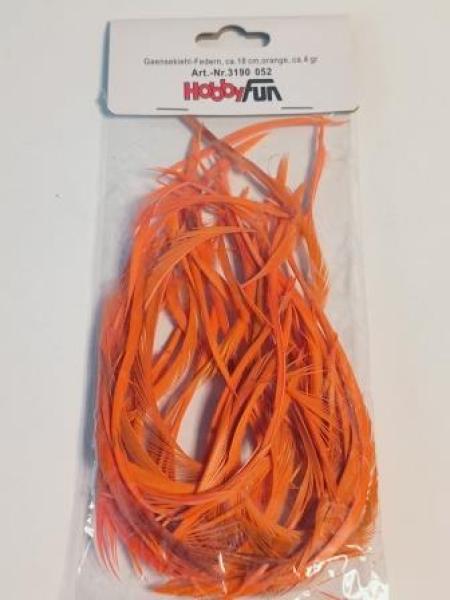 Gänsekiel-Federn ca. 18 cm, orange, ca. 4 gr.