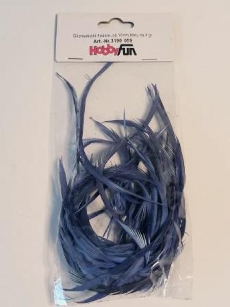 Gänsekiel-Federn ca. 18 cm, blau, ca. 4 gr.