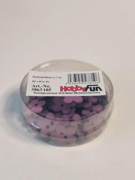 Holzknopf Blume ca 1 cm  Btl. a`40 St lila