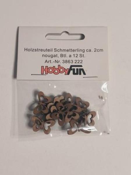 Holzstreuteil Schmetterling ca. 2 cm, braun, Btl. À 12 St.
