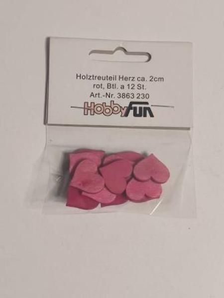 Holzstreuteil Herz ca. 2 cm, Btl. À 12 St., rot