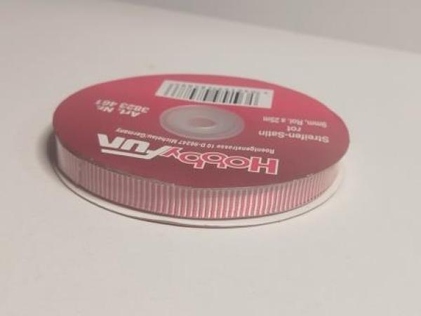 Streifen-Satin rot  9mm / 25 m   ldm