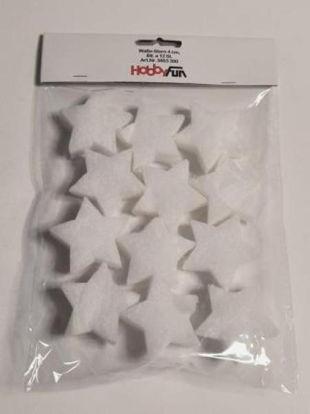 Watte-Stern 4 cm  12Stk / Pg