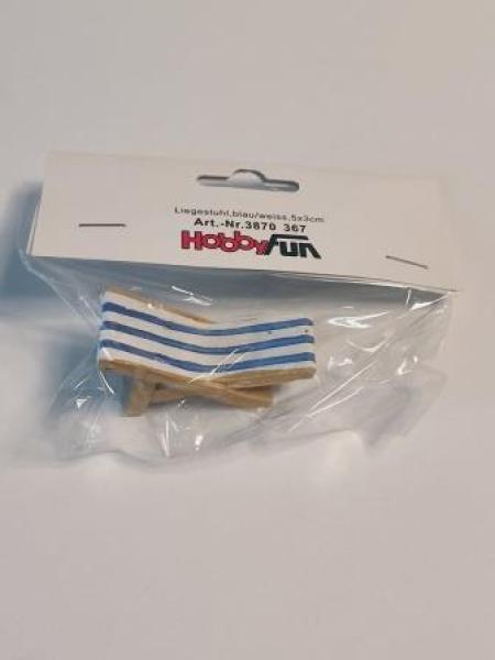 Liegestuhl blau/weiss 5 x 3 cm