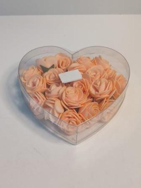Rosen 35 mm, lachs, Herzbox à 20 St.