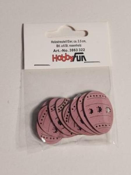 Holzstreuteil Eier ca. 3,5 cm, Btl. à 6 St., rosenholz