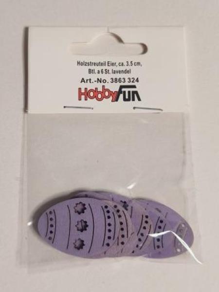 Holzstreuteil Eier ca. 3,5 cm, Btl. à 6 St., lavendel