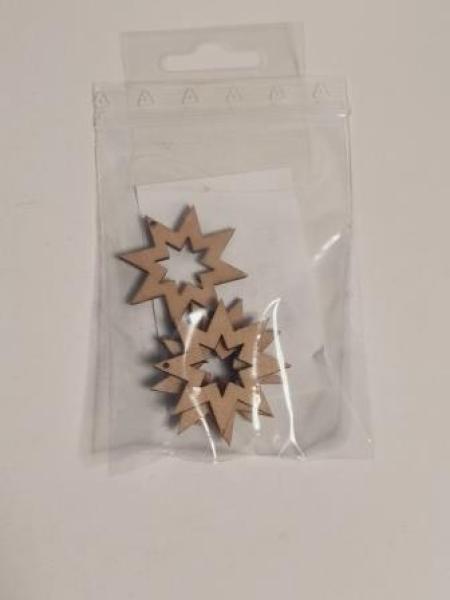 Holzsterne I, ca. 4 cm, Btl. à 4 St.