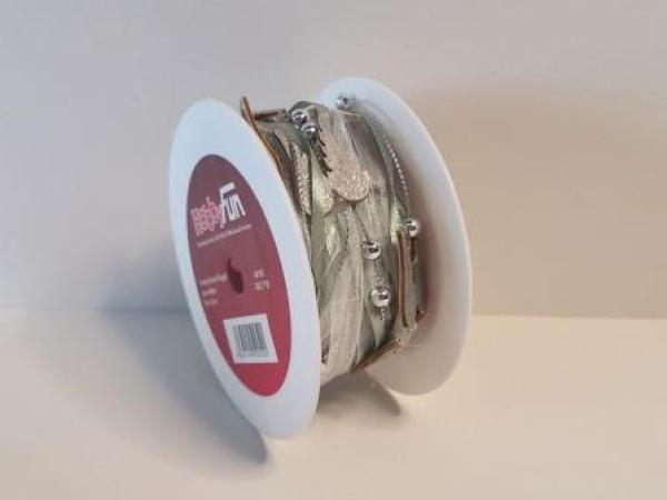 TRENDY-Band Flügel, grün/silber, Rol.( à 5 m)    ldm