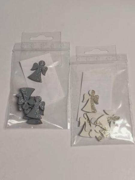 Holzstreuteil Engel 27 mm, silber oder gold, Btl. à 6 St.