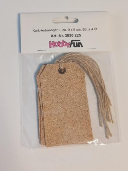 Kork-Anhänger II, 9 x 5 cm, Btl. à 4 St.