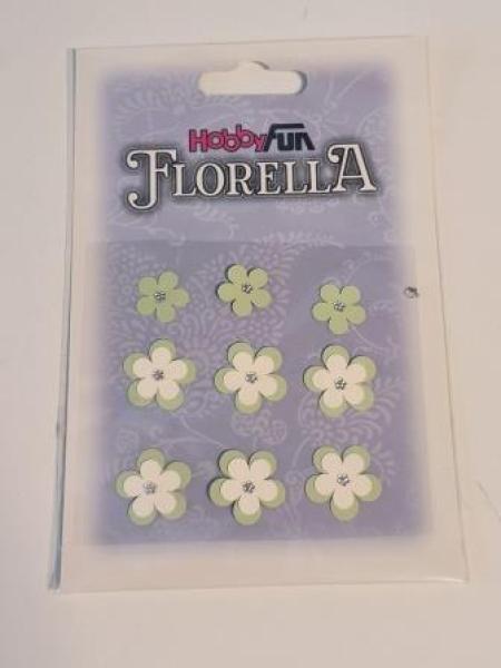 FLORELLA Papier-Blüten Design II, grün-creme, selbstklebend, Btl. à 9 St.