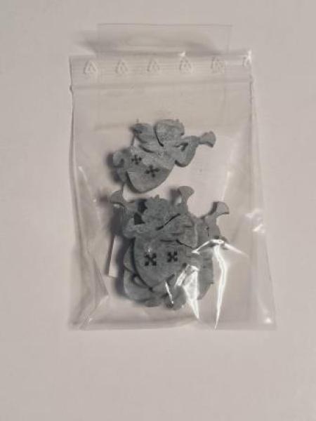 Holzstreuteil Engel grau, ca. 4 cm, Btl. à 6 St.