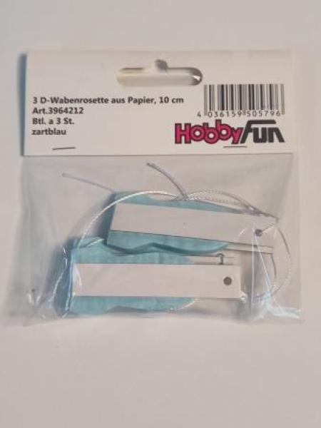 3D-Wabenrosette aus Papier, 10 cm, zartblau, Btl. à 3 St.