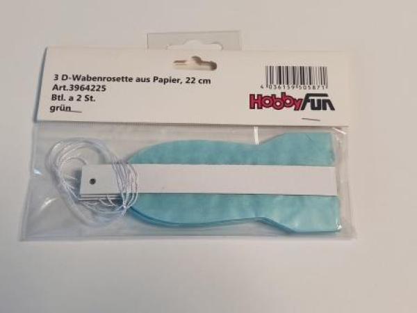 3D-Wabenrosette aus Papier, 22 cm, grün, Btl. à 2 St.