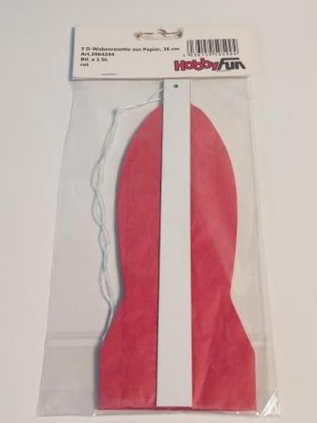 3D-Wabenrosette aus Papier, 36 cm, rot, Btl. à 1 St.