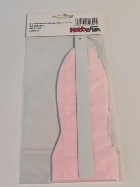 3D-Wabenrosette aus Papier, 36 cm, zartrosa, Btl. à 1 St.