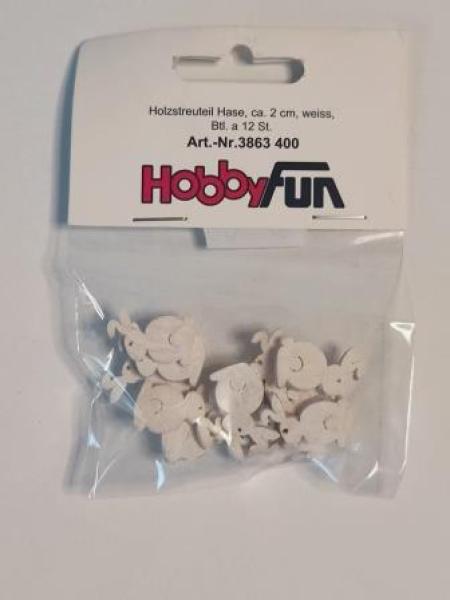 Holzstreuteil Hase ca. 2 cm, Btl. à 12 St., weiss