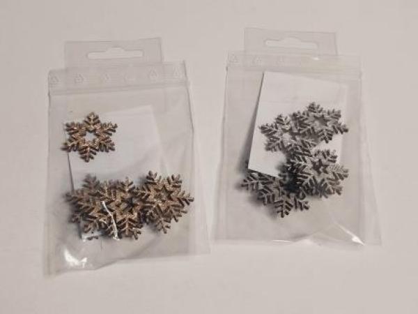 Holzstreuteile Eiskristall ca. 2,8 cm, gold, Btl. à 8 St.