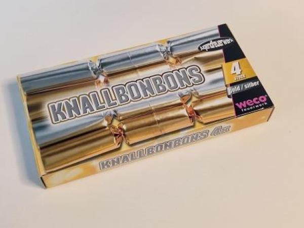 Knallbonbons 4er 22cm silber gold sort. Kat.F1