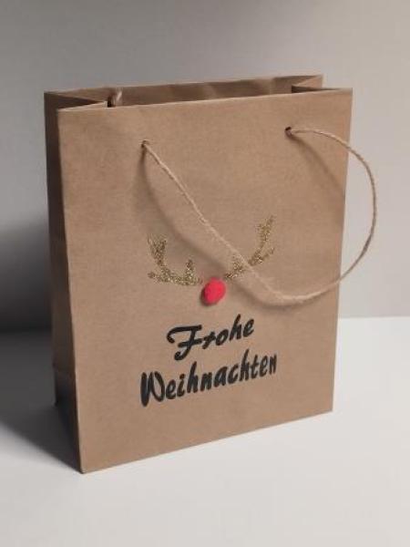 Geschenktasche Rentier 20x11cm, 100% Recycling