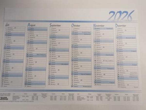 Arbeitstagkalender A4 29,7x21 cm,