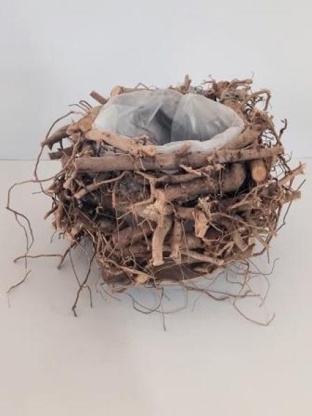 Pflanzgefäß rund Wurzelholz braun hell12 x 23 x 15 cm