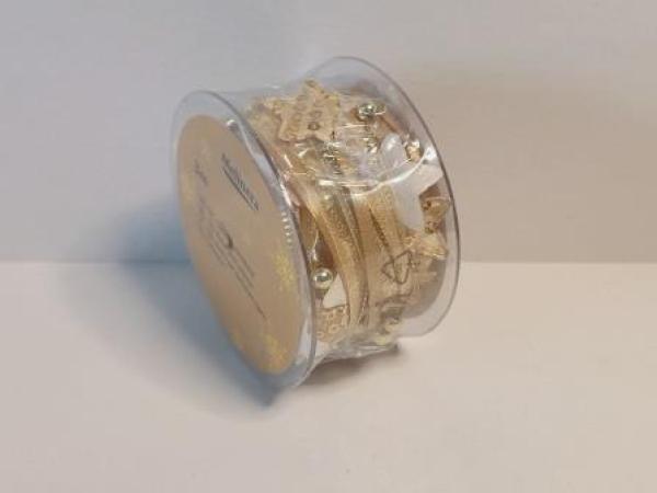 Weihnachtsband 3 m go/beige Stern  Stk