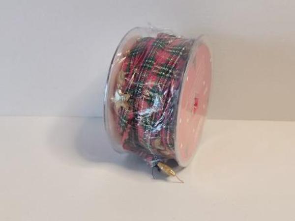 Weihnachtsband 3 m ro/gn/go Stern  Stk