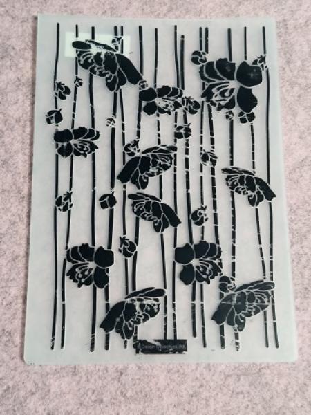 A5 Prägeschablone - Streifenmuster Blüten