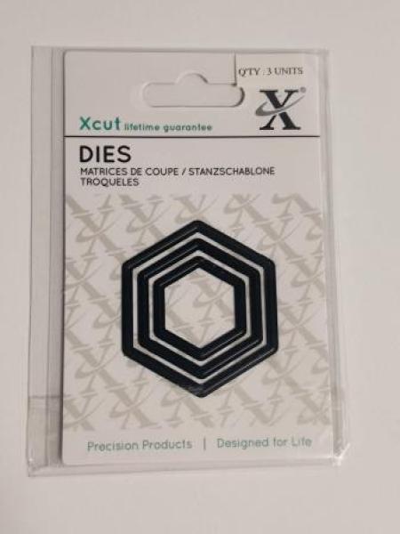Mini-Stanzschablonen (3Stk) - Sechsecke ineinander verschachtelt