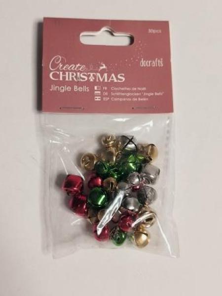 Glöckchen-Sortiment (30 Stück) - Silber - Verschiedene Farben & Größen