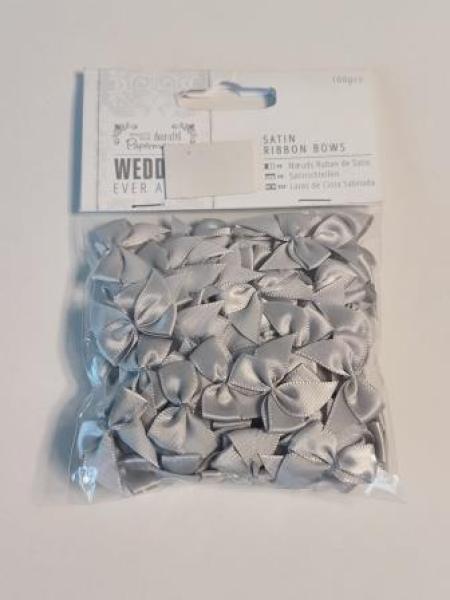 Satin Ribbon Bows (100pcs) - Wedding - Silver
