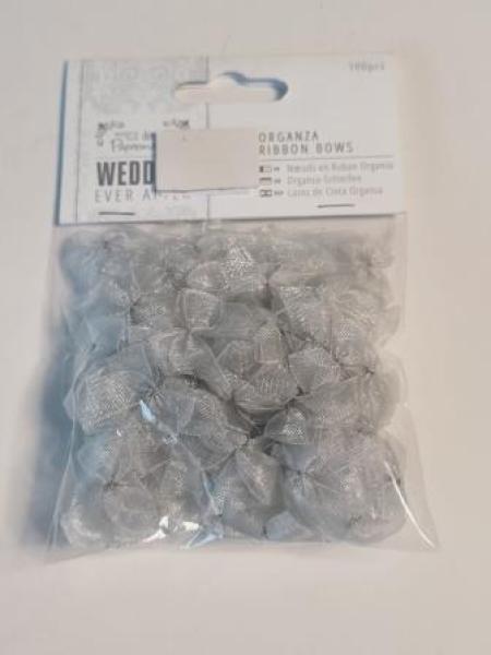 Organza Ribbon Bows (100pcs) - Wedding - Silver