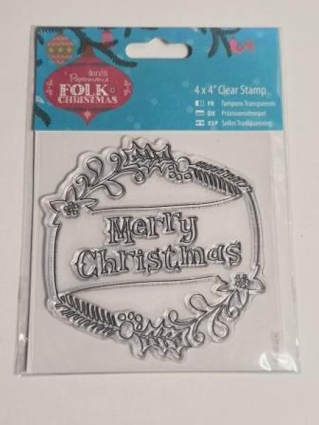 10 x 10cm Präzisionsstempel - Folk Christmas - Merry Christmas