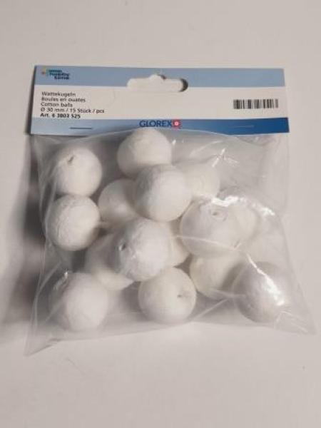 Wattekugeln 30 mm   15Stk / Pg