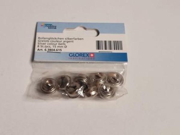 Rollenglöckchen silber 15 mm, 8 Stück 63804615