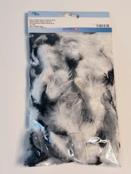 Deco-Federn 10g weiss-schwarz-grau