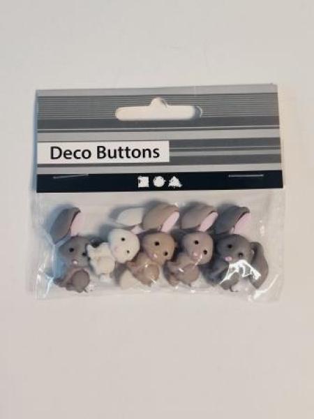 Deco-Button Häschen  28-28 mm  5Stk / Bt