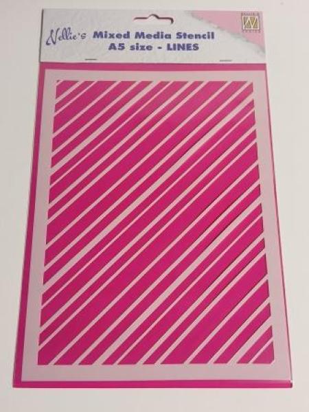 Mixed media plastic - stencil A5 size lines