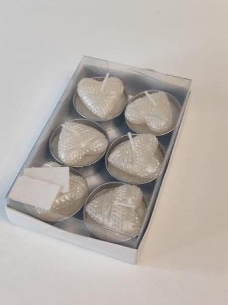 Teelicht 6ST Herz weiß